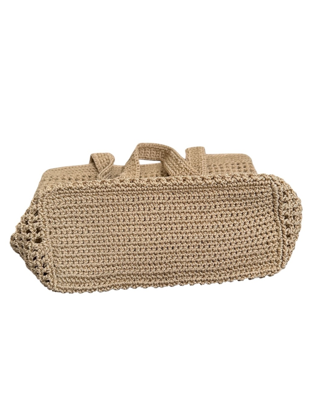 The Sak Crochet Tote Bag Beige Tan Metallic Lined Boho Shoulder Handbag - Picture 9 of 13